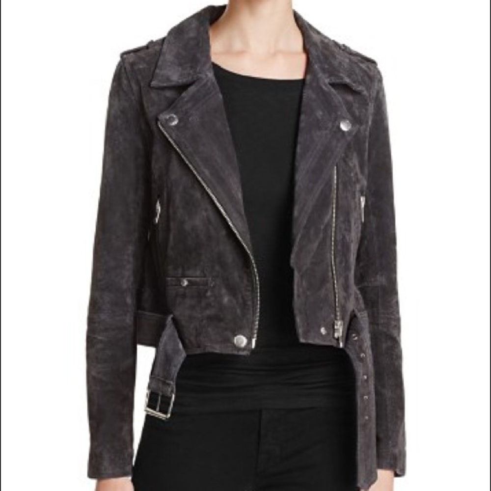 BlankNYC charcoal gray suede moto jacket M